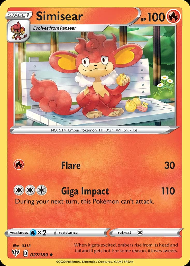 Darkness Ablaze Simisear card front, 27/189