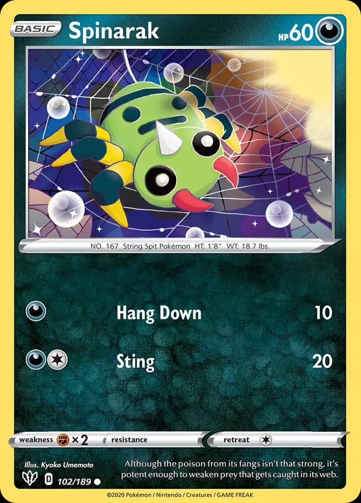 Darkness Ablaze Spinarak card front, 102/189
