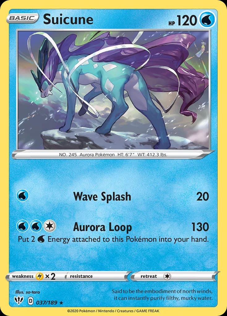 Suicune card front, Darkness Ablaze 37/189