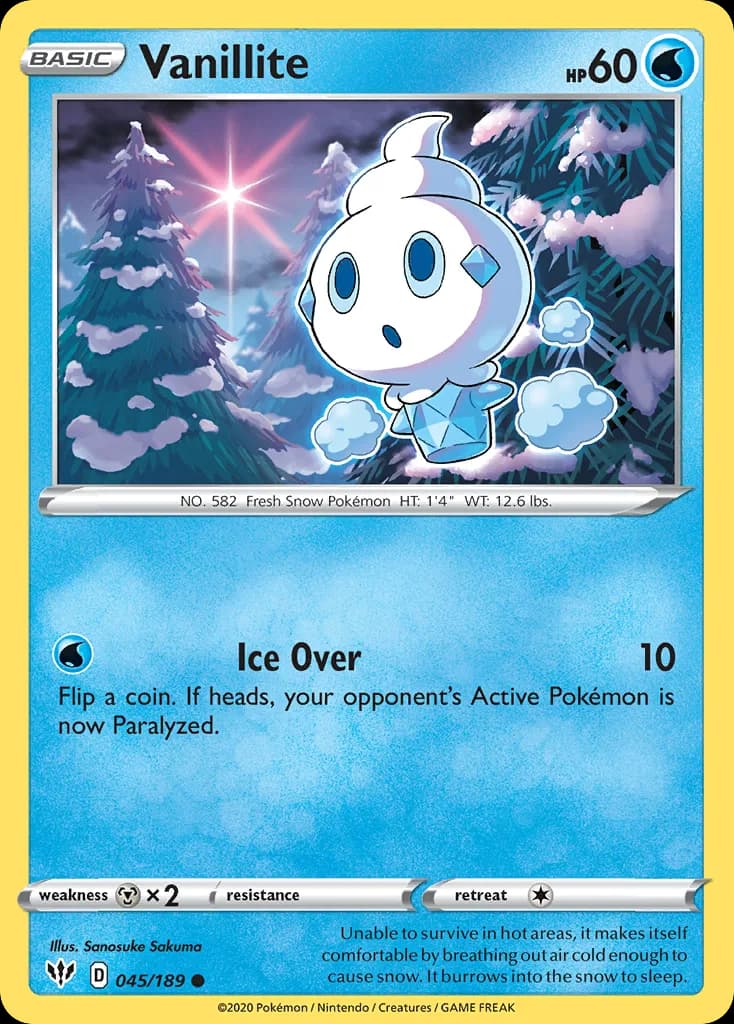 Darkness Ablaze Vanillite card front, 45/189
