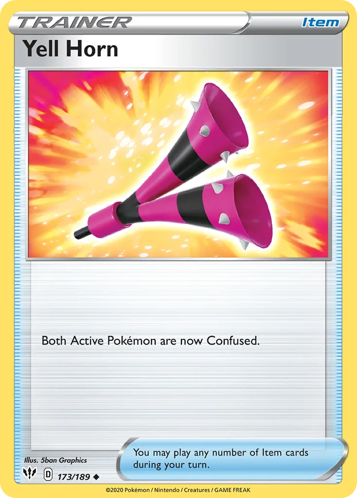 Yell Horn, Darkness Ablaze 173/189, English non-holo base-card reference; reverse-holo finish is not shown