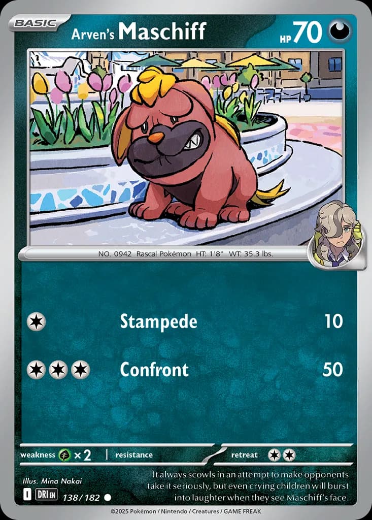 Destined Rivals Arven's Maschiff card front, 138/182