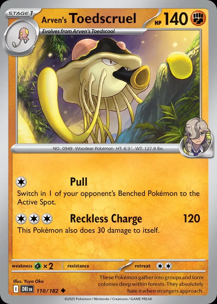 Destined Rivals Arven's Toedscruel card front, 110/182