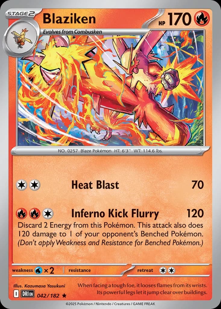 Destined Rivals Blaziken card front, 42/182