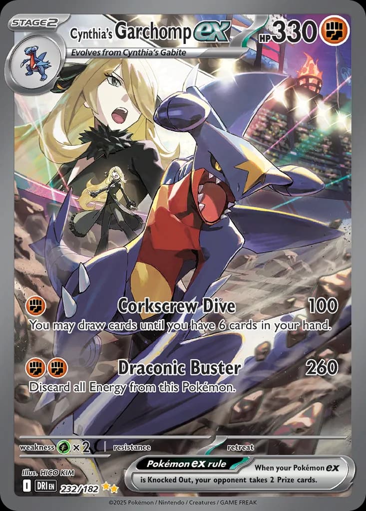 Destined Rivals Cynthia's Garchomp ex card front, 232/182