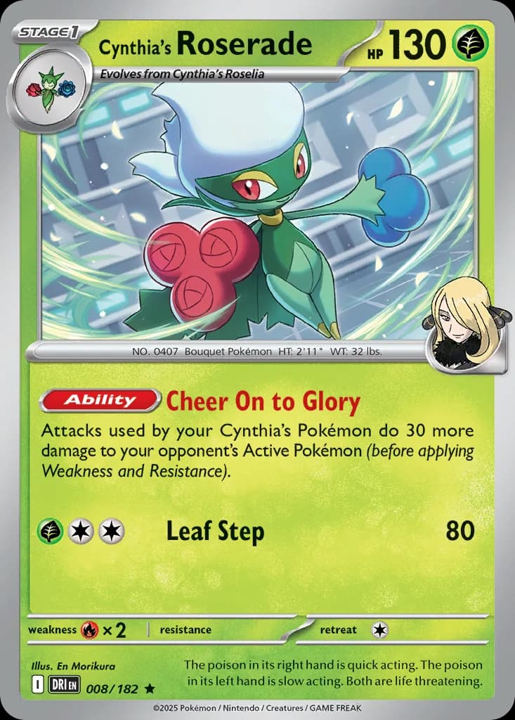 Destined Rivals Cynthia's Roserade card front, 8/182