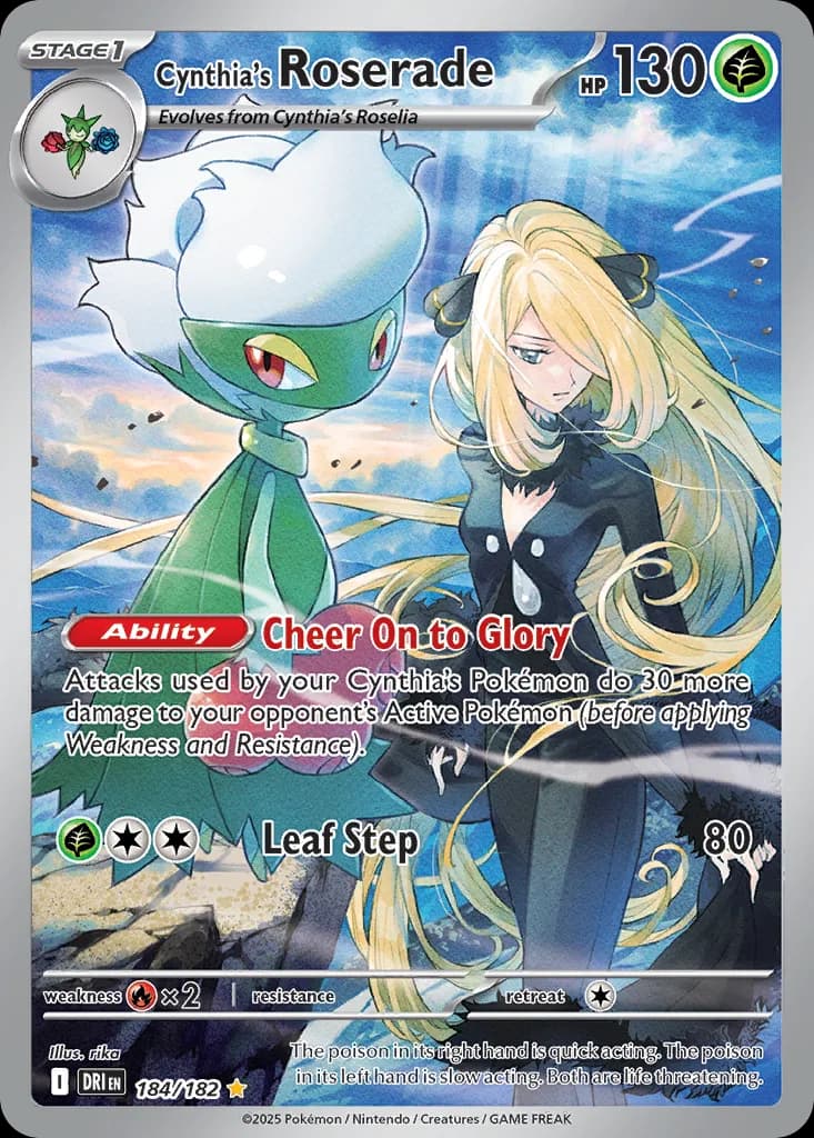 Destined Rivals Cynthia's Roserade card front, 184/182