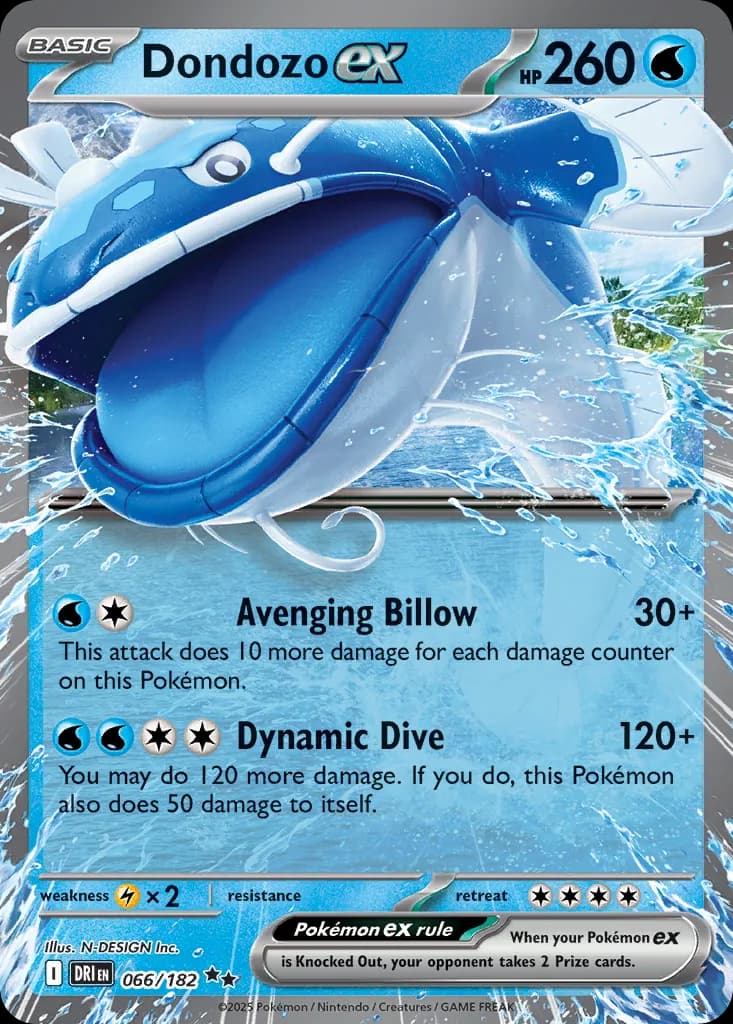 Destined Rivals Dondozo ex card front, 66/182