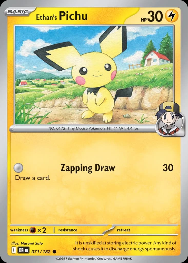 Ethan's Pichu card front, Destined Rivals 71/182