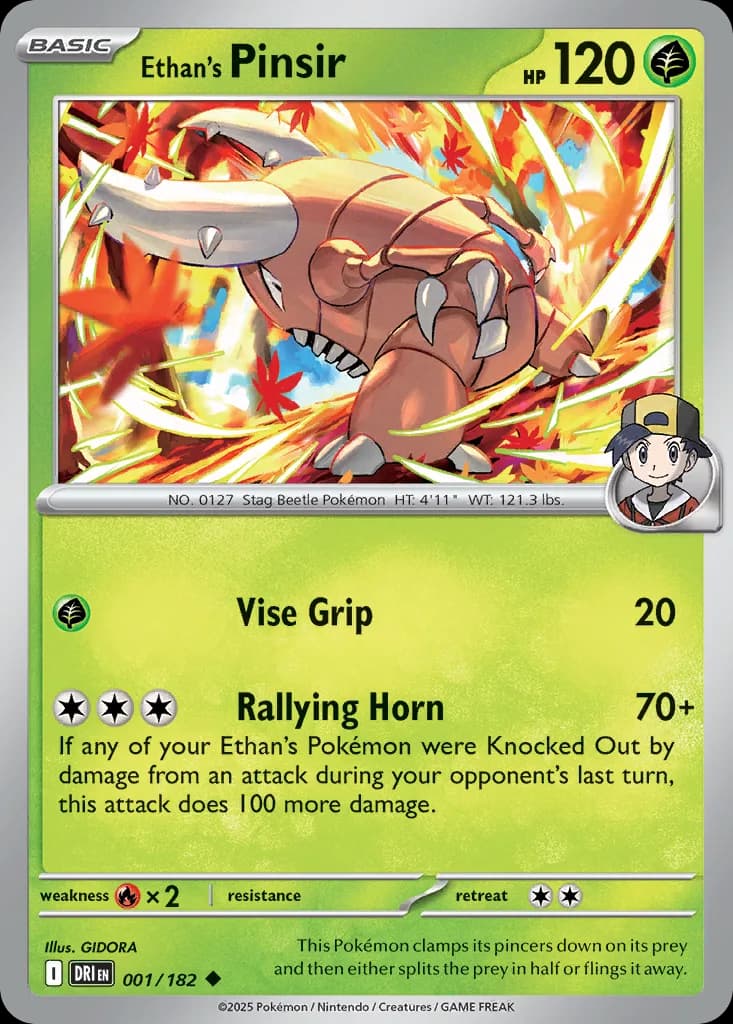 Destined Rivals Ethan's Pinsir card front, 1/182