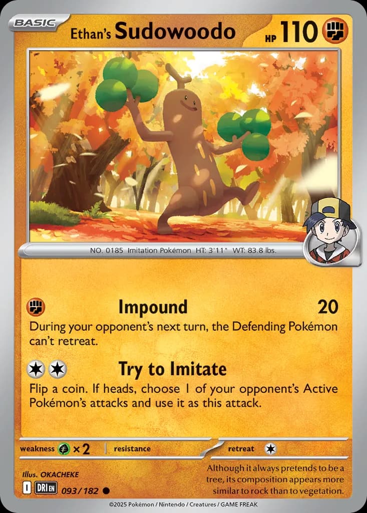 Destined Rivals Ethan's Sudowoodo card front, 93/182