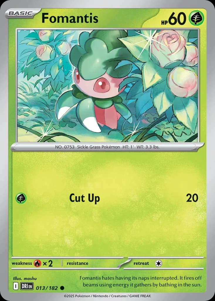 Destined Rivals Fomantis card front, 13/182
