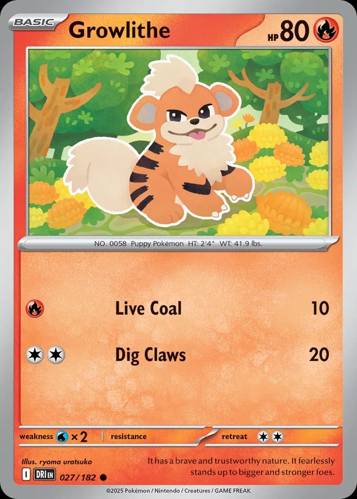 Destined Rivals Growlithe card front, 27/182