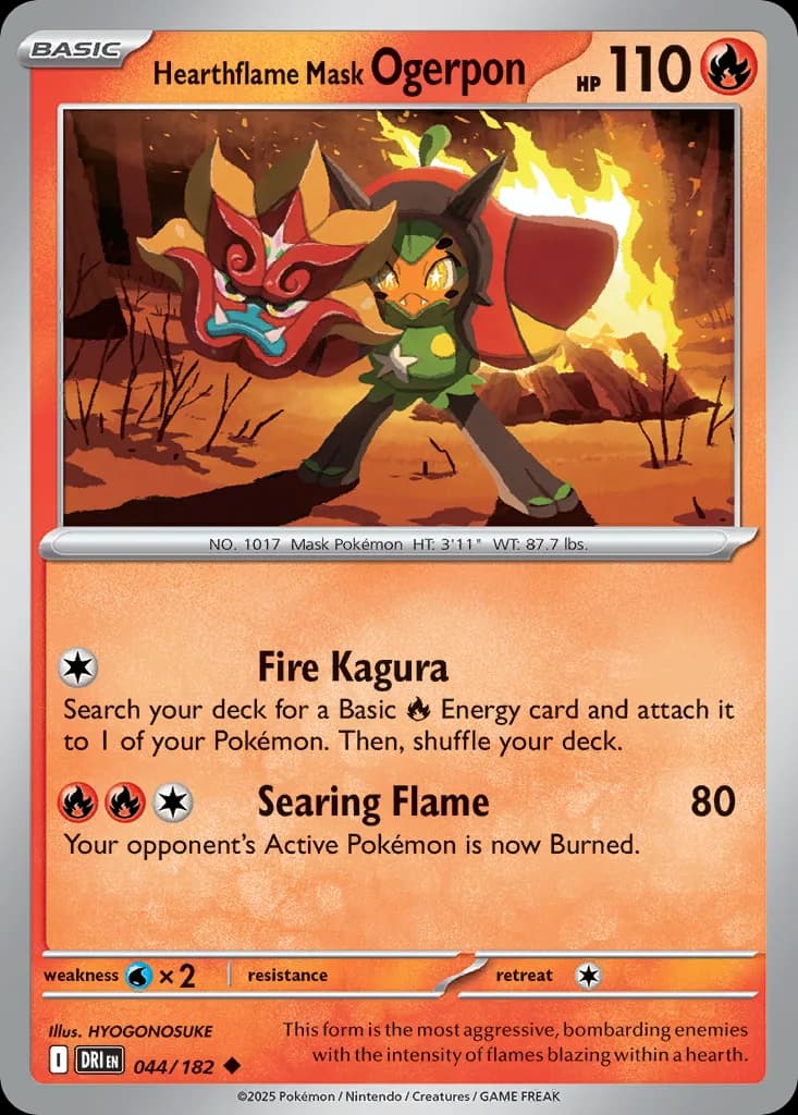 Destined Rivals Hearthflame Mask Ogerpon card front, 44/182