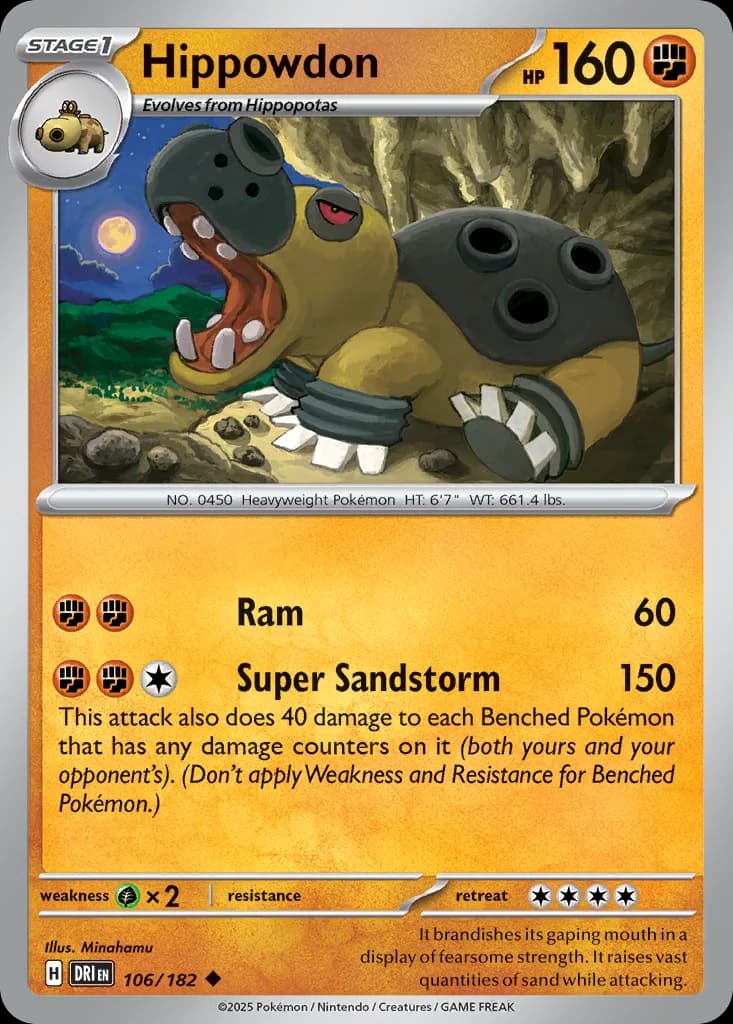 Destined Rivals Hippowdon card front, 106/182