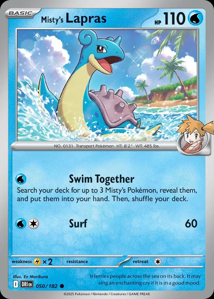 Misty's Lapras card front, Destined Rivals 50/182