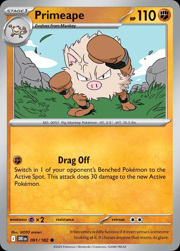 Destined Rivals Primeape card front, 91/182