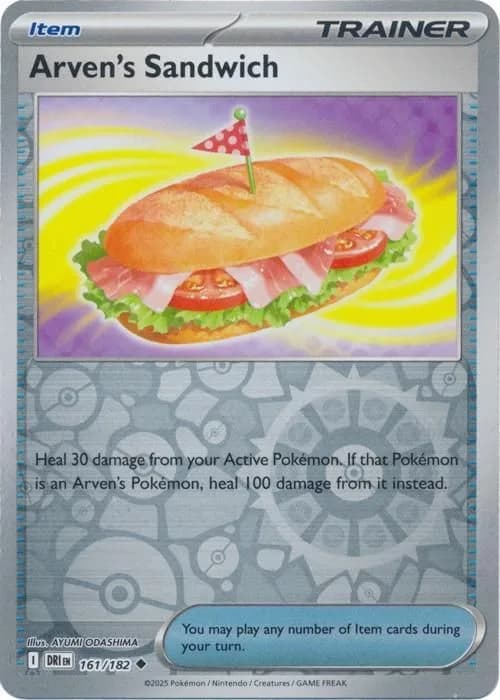Arven's Sandwich reverse holo card front, Destined Rivals 161/182