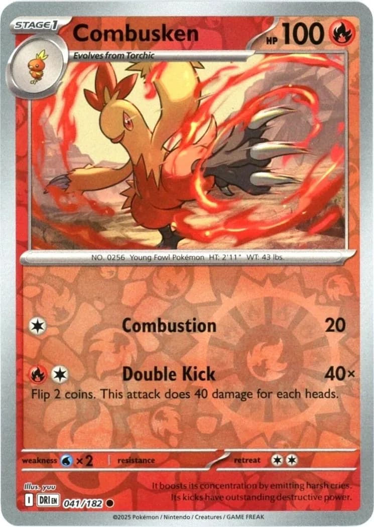Combusken reverse holo card front, Destined Rivals 41/182