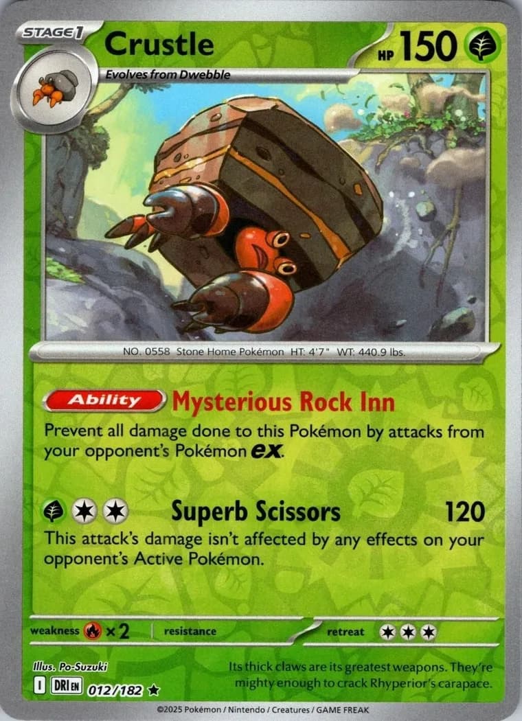 Crustle reverse holo card front, Destined Rivals 12/182