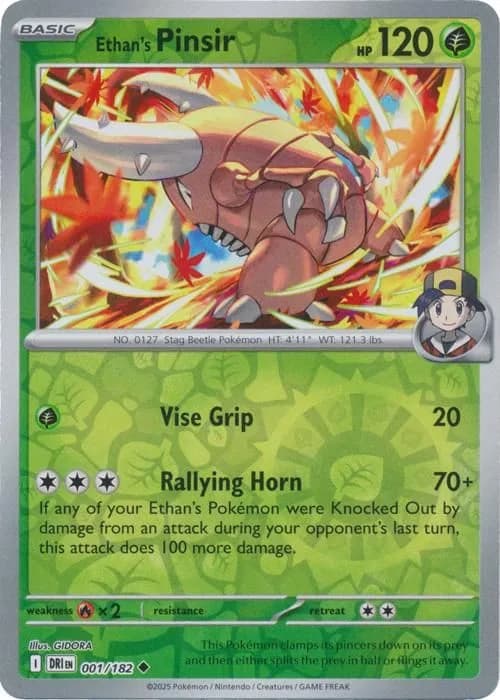 Ethan's Pinsir reverse holo card front, Destined Rivals 1/182