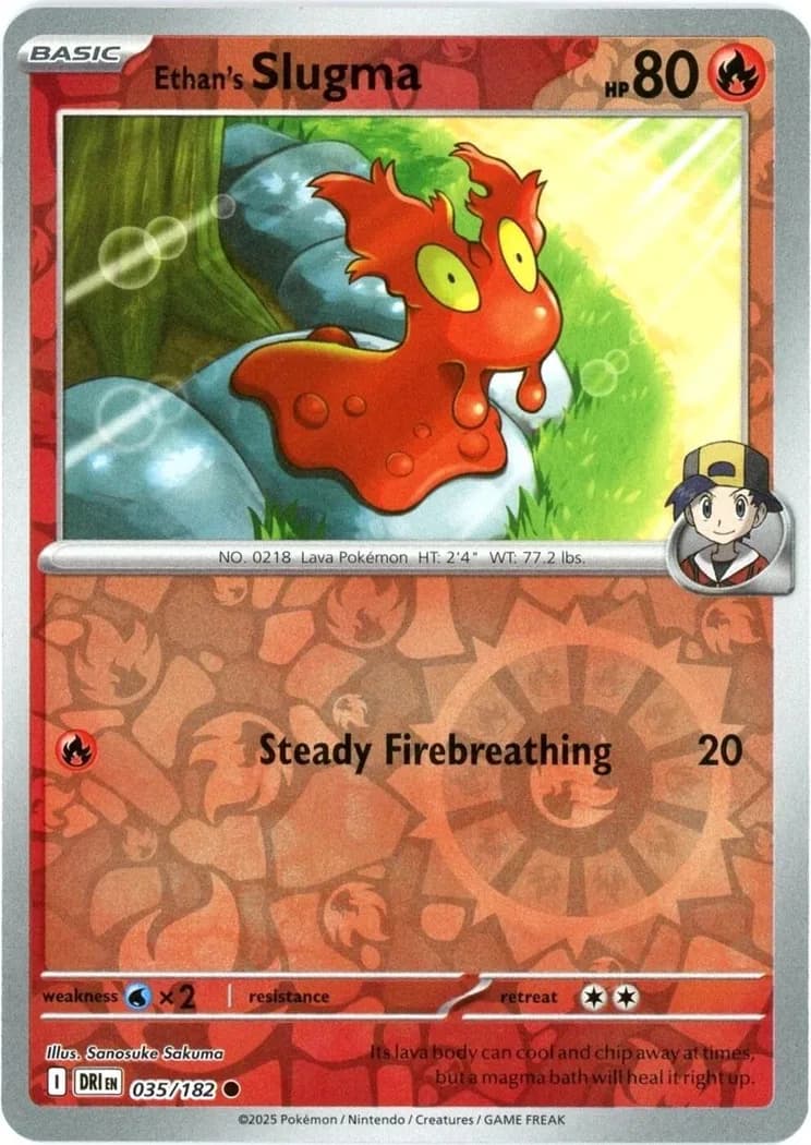 Ethan's Slugma reverse holo card front, Destined Rivals 35/182
