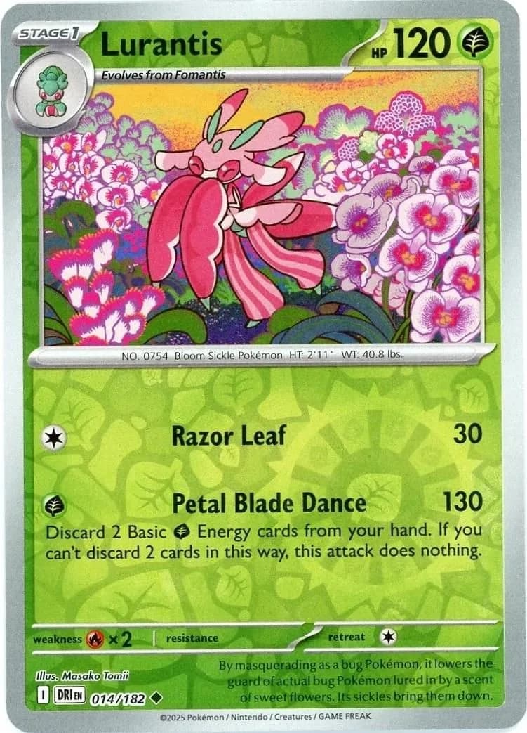 Lurantis reverse holo card front, Destined Rivals 14/182