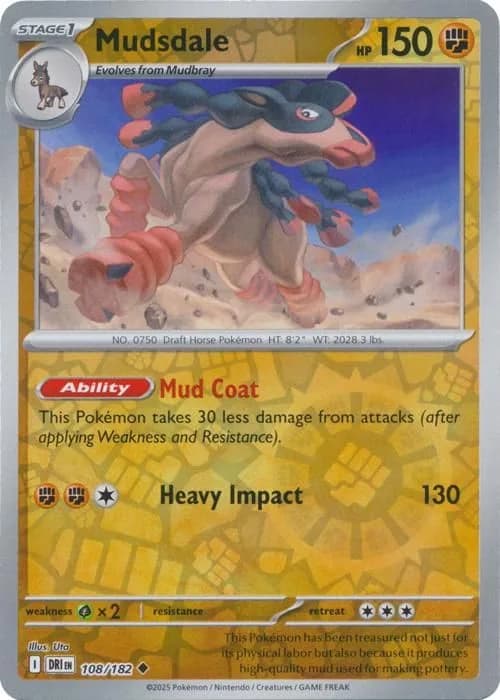 Mudsdale reverse holo card front, Destined Rivals 108/182