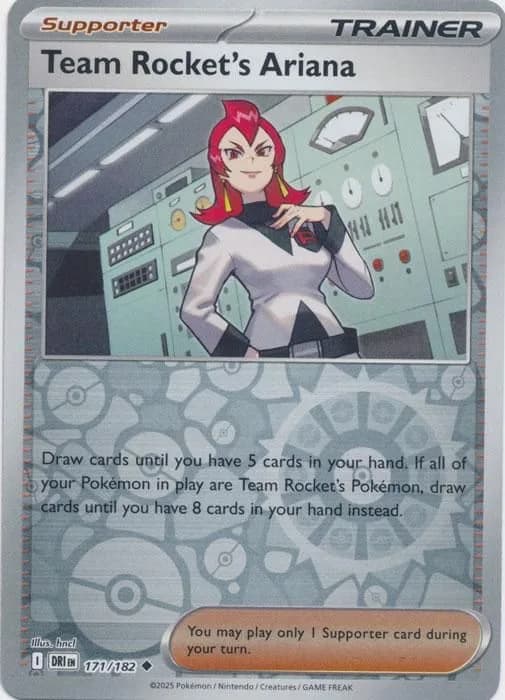 Team Rocket's Ariana reverse holo card front, Destined Rivals 171/182