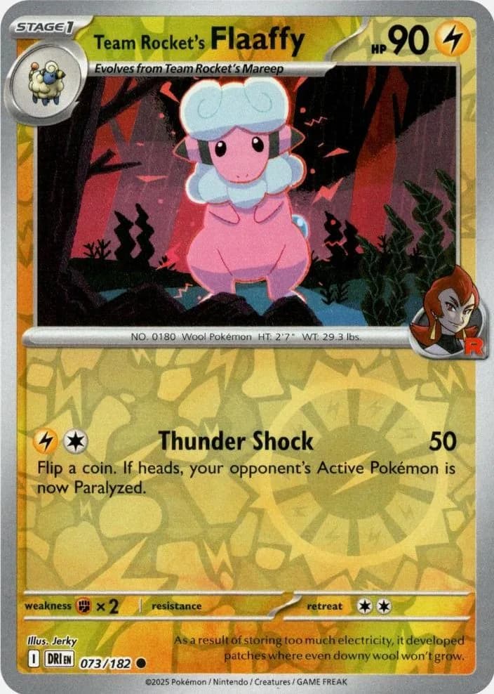 Team Rocket's Flaaffy reverse holo card front, Destined Rivals 73/182