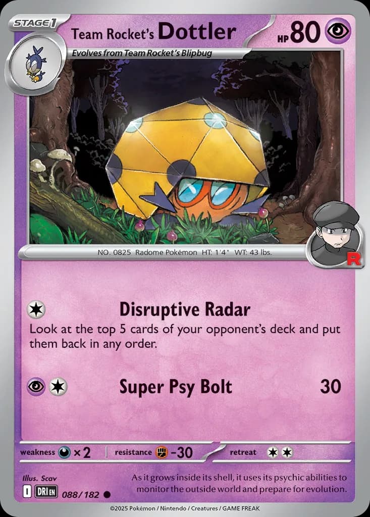 Destined Rivals Team Rocket's Dottler card front, 88/182