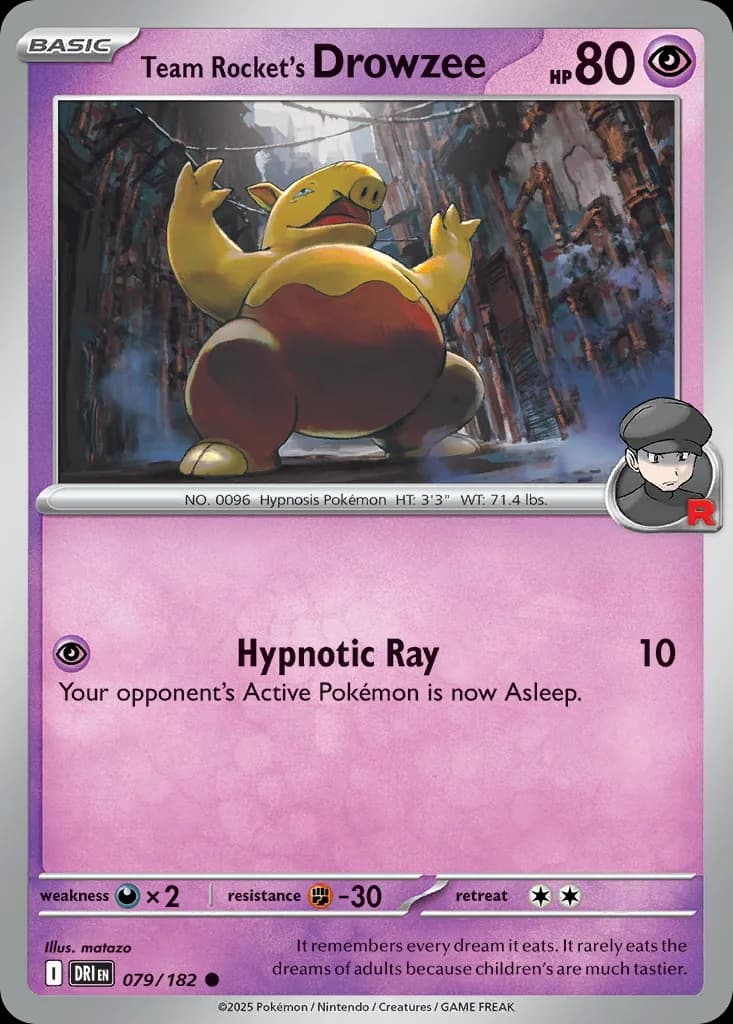 Destined Rivals Team Rocket's Drowzee card front, 79/182