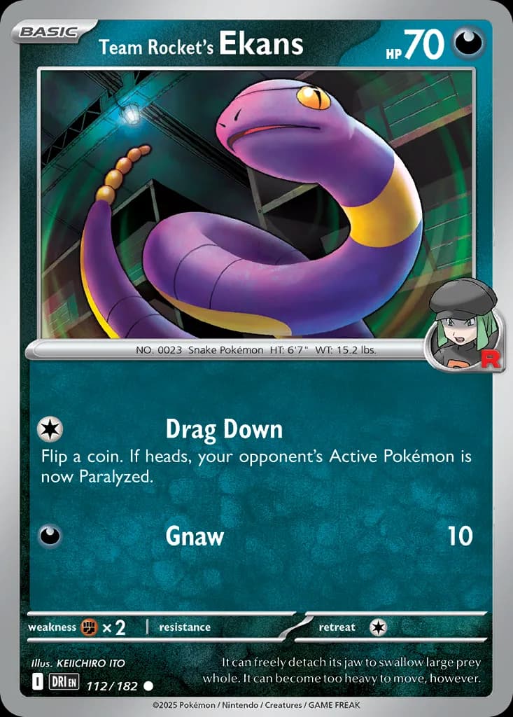 Destined Rivals Team Rocket's Ekans card front, 112/182