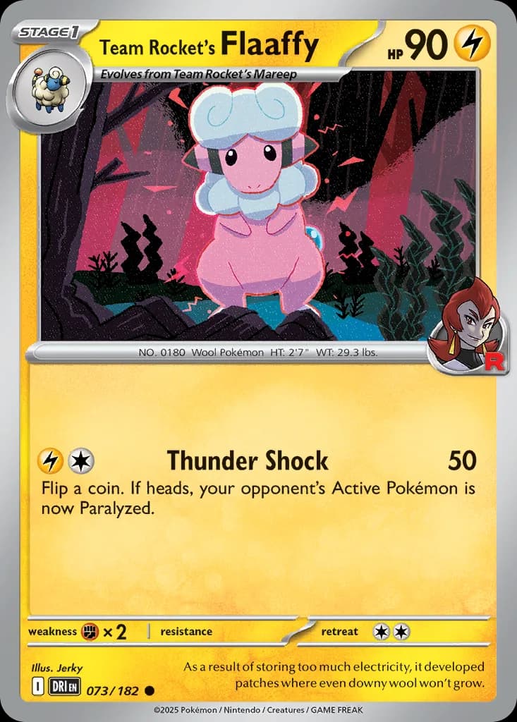Destined Rivals Team Rocket's Flaaffy card front, 73/182