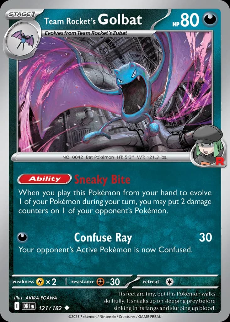 Destined Rivals Team Rocket's Golbat card front, 121/182