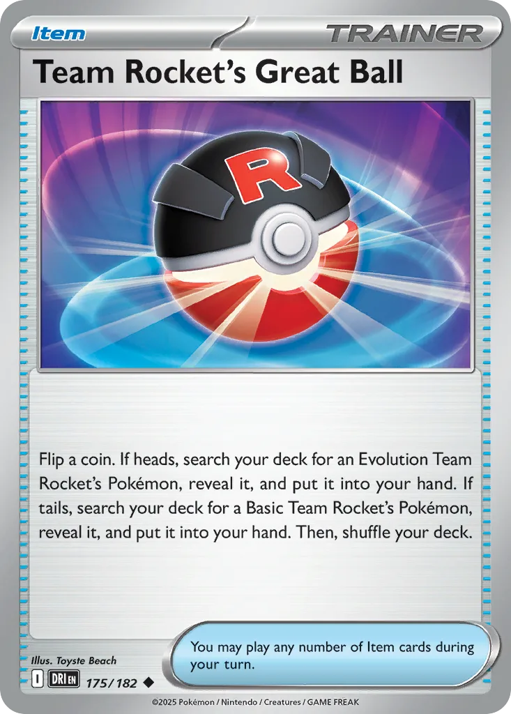Destined Rivals Team Rocket's Great Ball card front, 175/182