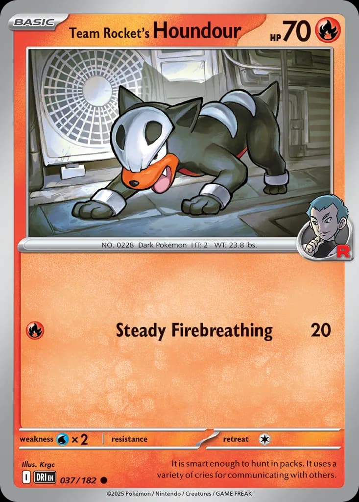 Destined Rivals Team Rocket's Houndour card front, 37/182