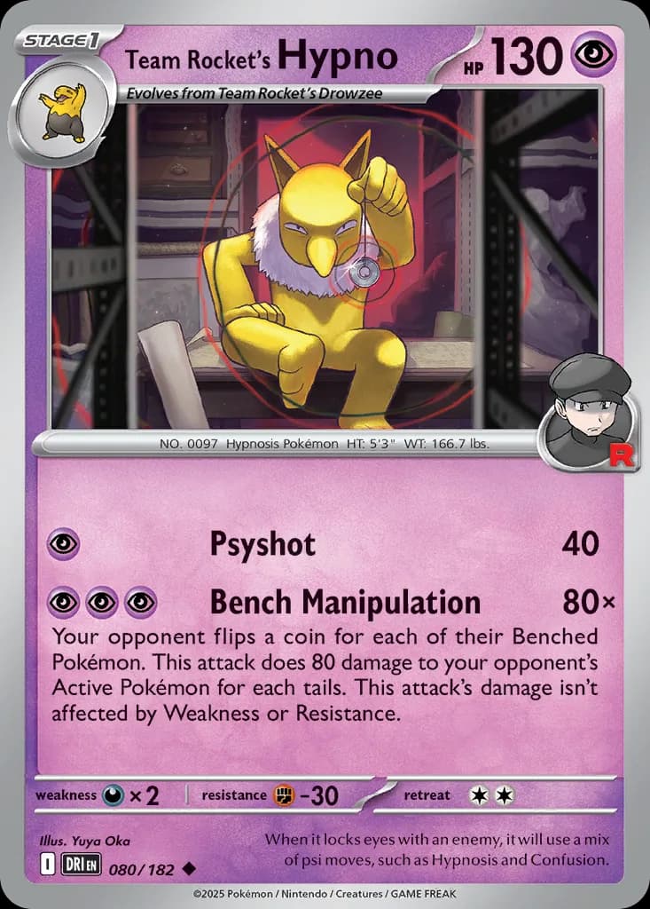 Destined Rivals Team Rocket's Hypno card front, 80/182