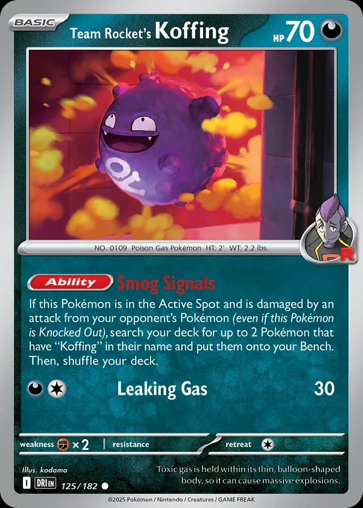 Destined Rivals Team Rocket's Koffing card front, 125/182