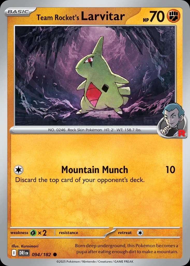 Destined Rivals Team Rocket's Larvitar card front, 94/182