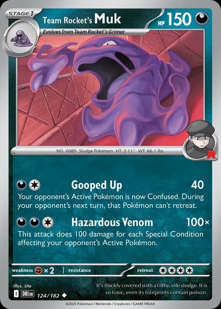 Destined Rivals Team Rocket's Muk card front, 124/182