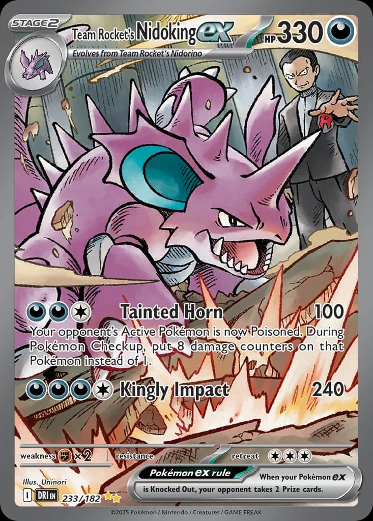 Destined Rivals Team Rocket's Nidoking ex card front, 233/182