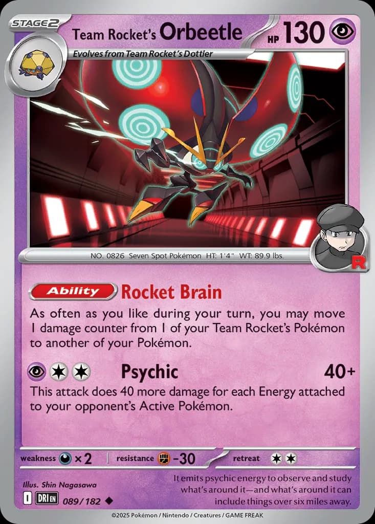 Destined Rivals Team Rocket's Orbeetle card front, 89/182
