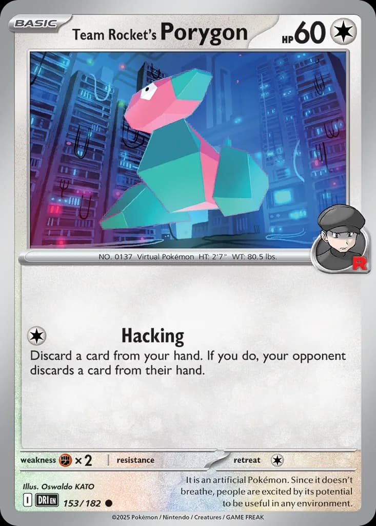 Team Rocket's Porygon card front, Destined Rivals 153/182