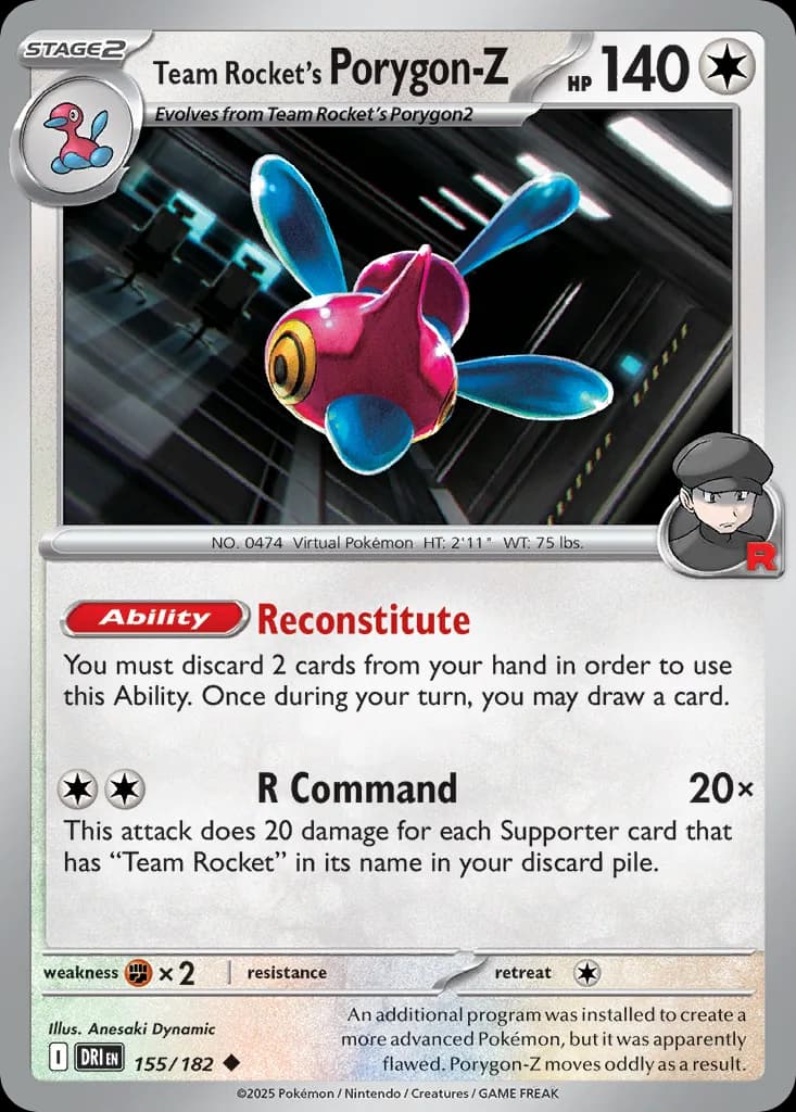 Destined Rivals Team Rocket's Porygon-Z card front, 155/182