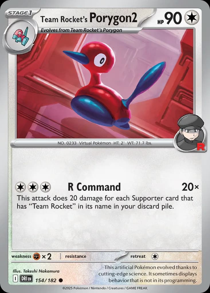 Destined Rivals Team Rocket's Porygon2 card front, 154/182