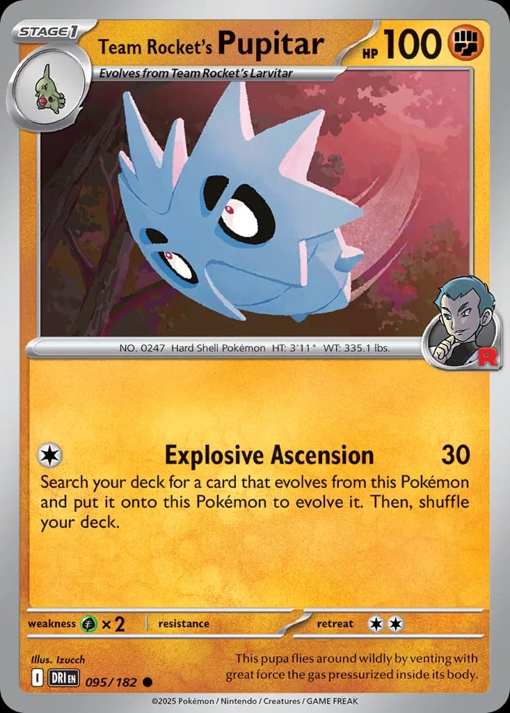 Destined Rivals Team Rocket's Pupitar card front, 95/182