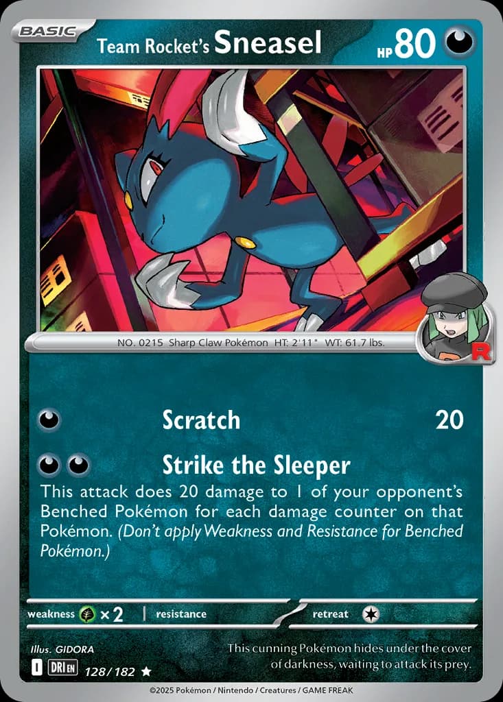 Destined Rivals Team Rocket's Sneasel card front, 128/182