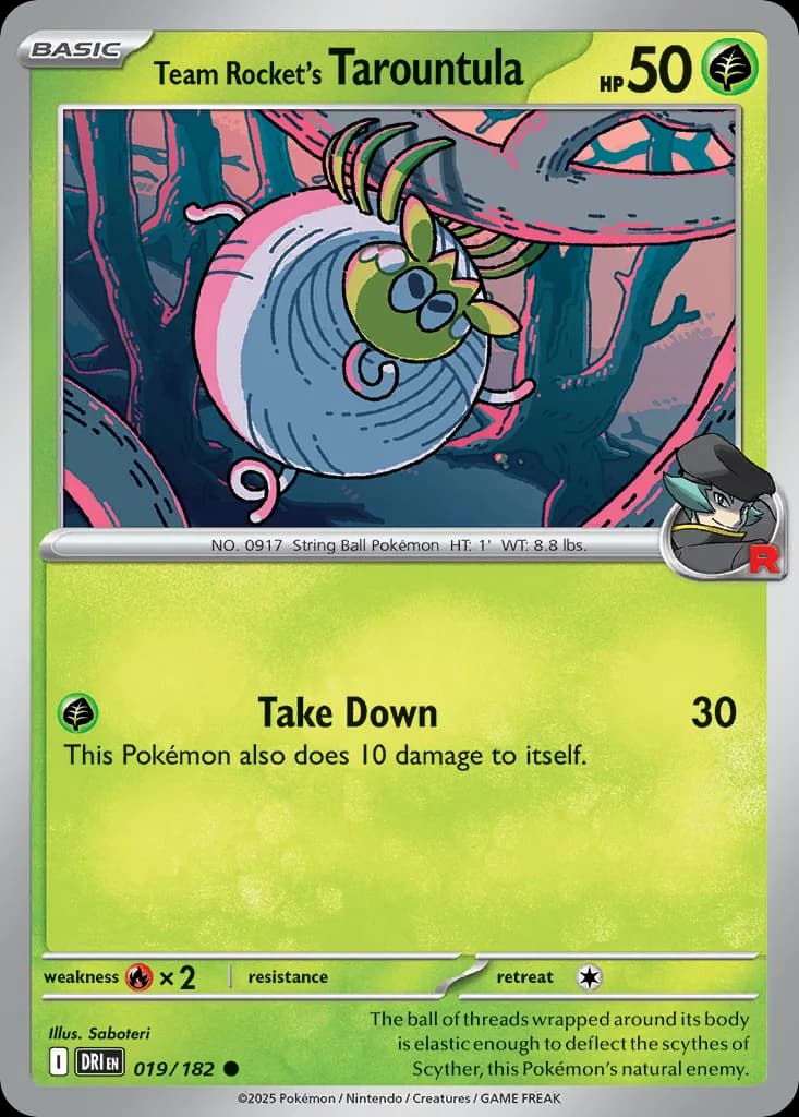 Destined Rivals Team Rocket's Tarountula card front, 19/182