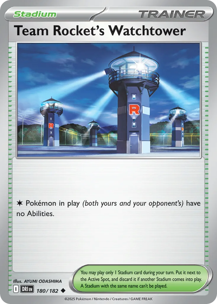 Destined Rivals Team Rocket's Watchtower card front, 180/182